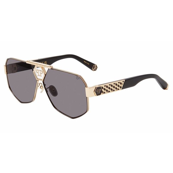 PHILIPP PLEIN SUN SPP107M Sunglasses ROSE-GOLD-W-BLACK-0302 63mm